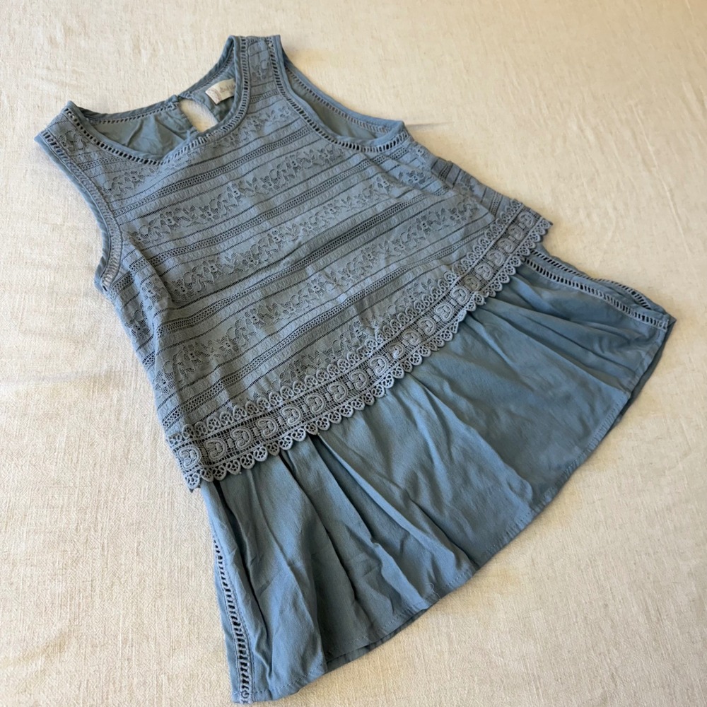 Altar'd State Womens XS Dusty Blue Lace Crochet Peplum Sleeveless Top - Picture 4 of 9